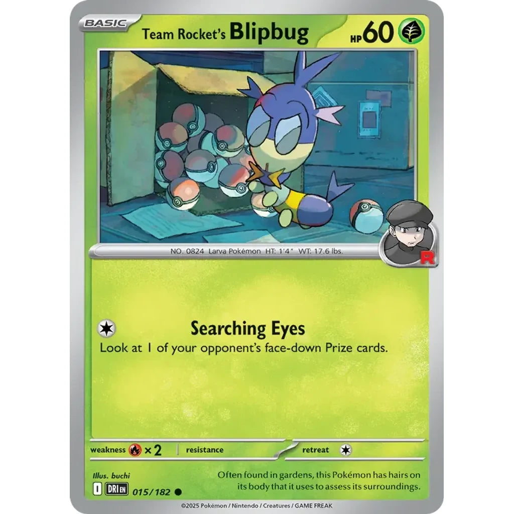 Team Rocket's Blipbug 015/182 Common Destined Rivals Pokemon Lightly Played (LP) przód