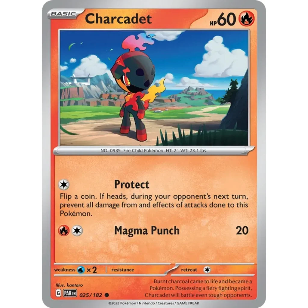 Charcadet 025/182 Common Paradox Rift Pokemon Reverse Holo Near Mint (NM) przód