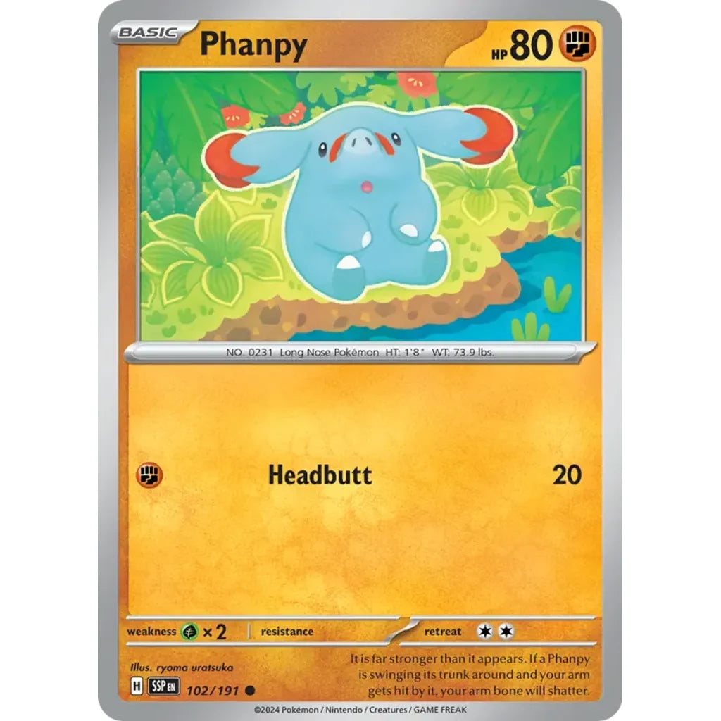 Phanpy 102/191 Common Surging Sparks Pokemon Lightly Played (LP) przód