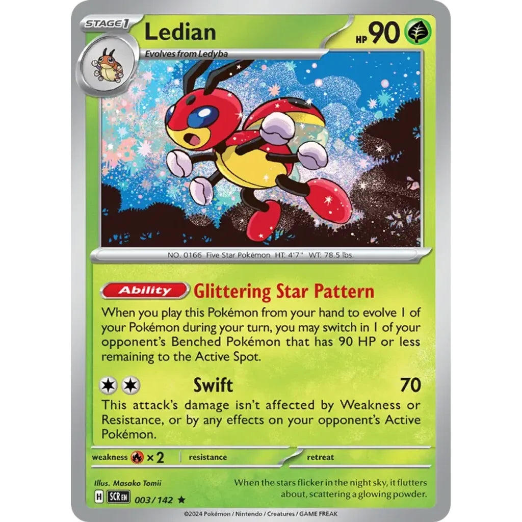 Ledian 3/142 Rare Stellar Crown Pokemon Near Mint (NM) przód