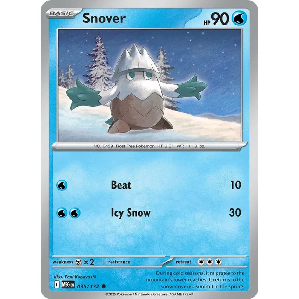 Snover 035/132 Common Mega Evolution Pokemon Near Mint (NM) przód