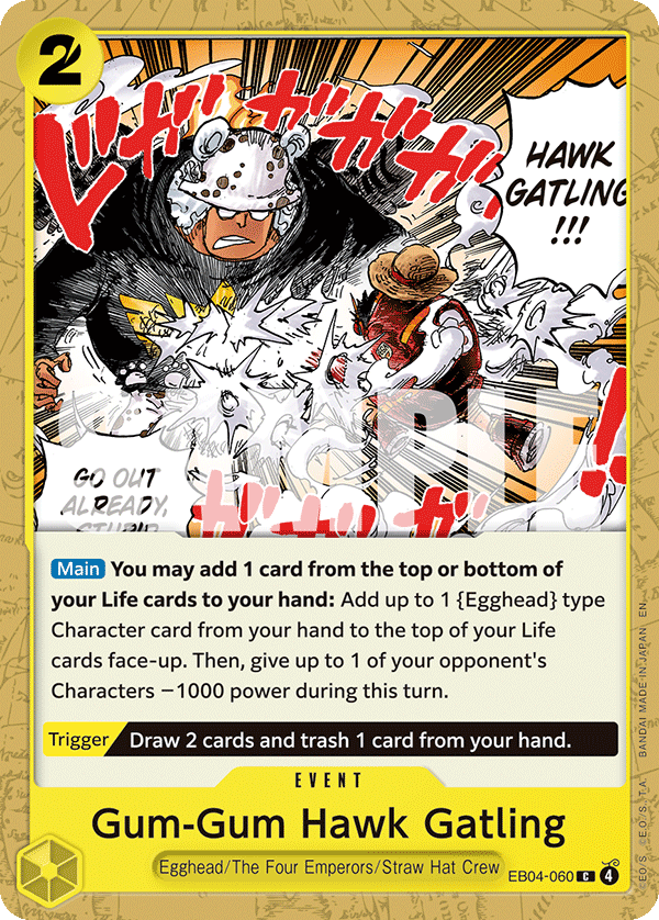Gum-Gum Hawk Gatling EB04-060 Common Adventure on Kami's Island One Piece Near Mint (NM) przód