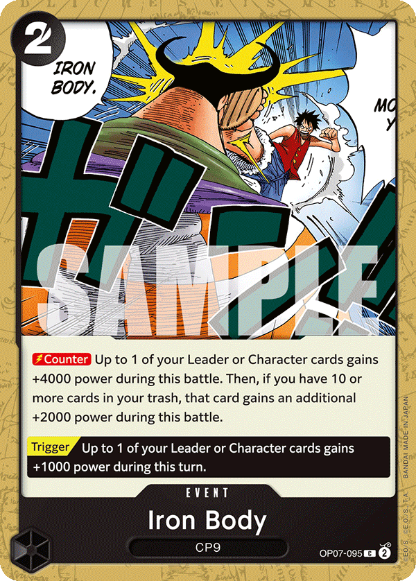 Iron Body OP07-095 Common 500 Years in the Future Pre-Release Cards One Piece Near Mint (NM) przód