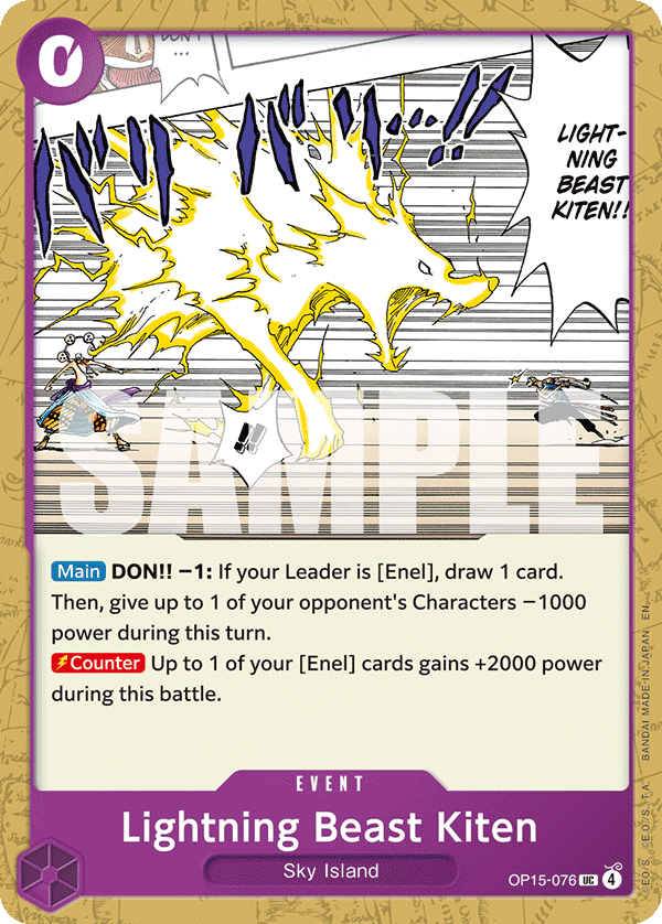 Lightning Beast Kiten OP15-076 Uncommon Adventure on Kami's Island One Piece Near Mint (NM) przód