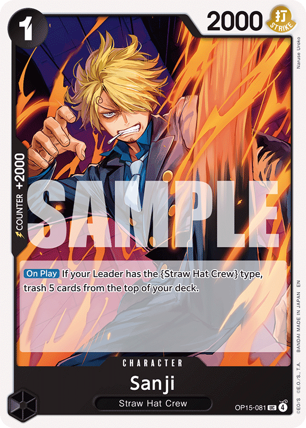 Sanji OP15-081 Uncommon Adventure on Kami's Island One Piece Near Mint (NM) przód