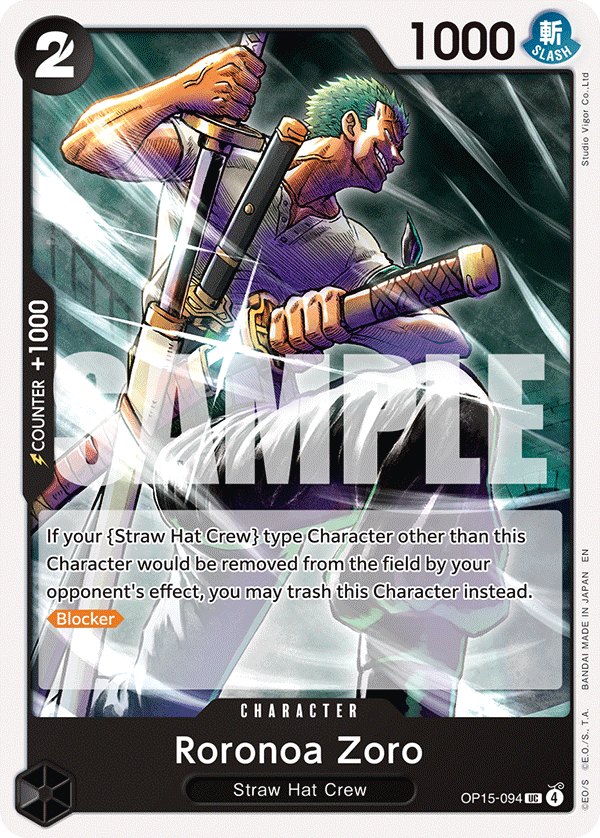 Roronoa Zoro OP15-094 Uncommon Adventure on Kami's Island One Piece Near Mint (NM) przód