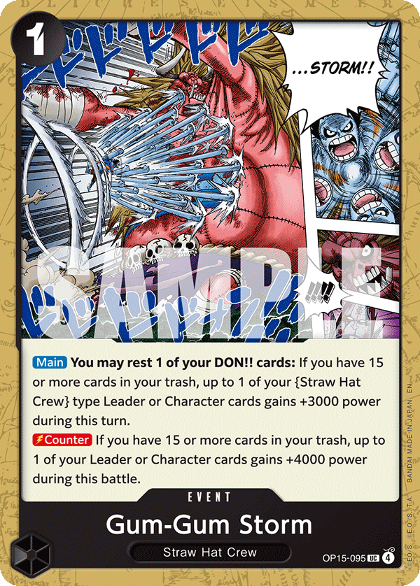Gum-Gum Storm OP15-095 Uncommon Adventure on Kami's Island One Piece Near Mint (NM) przód