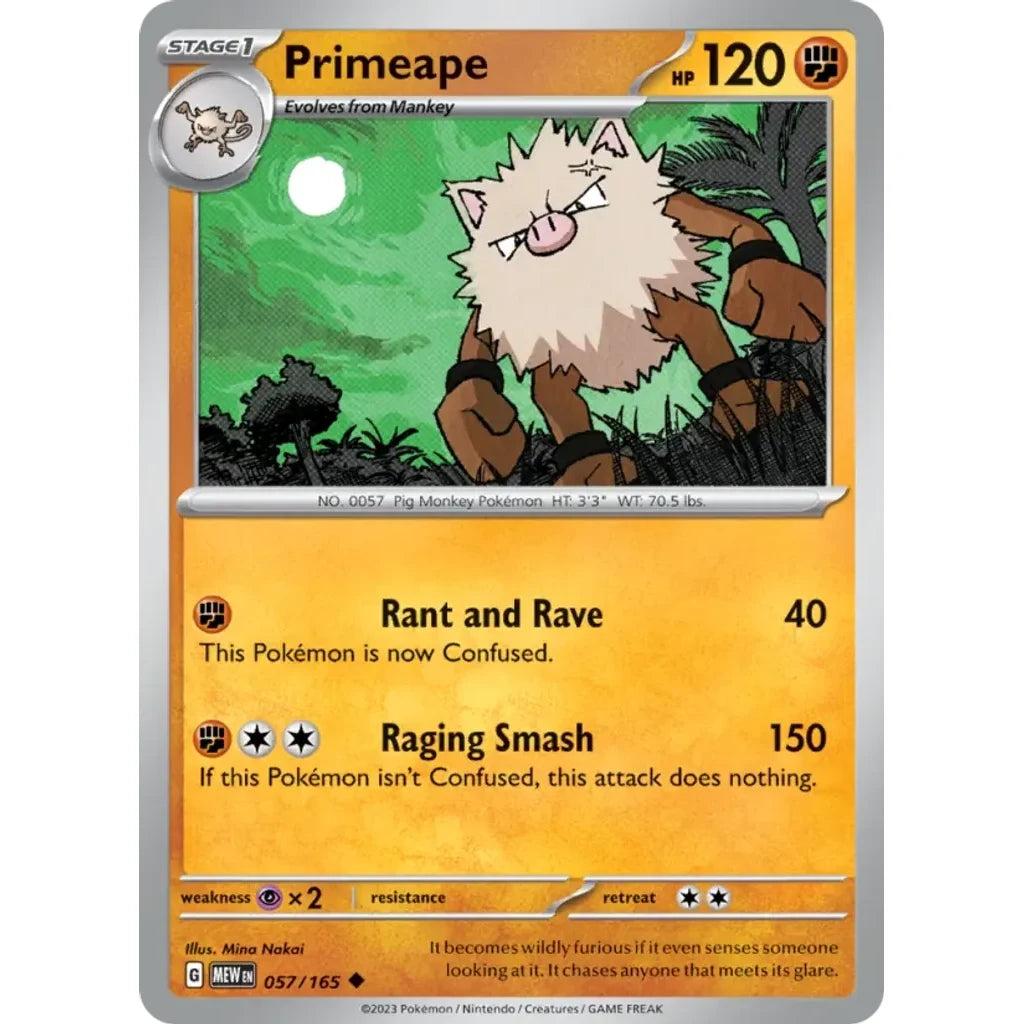 Primeape 057/165 Uncommon 151 Pokemon Japanese Near Mint (NM) przód
