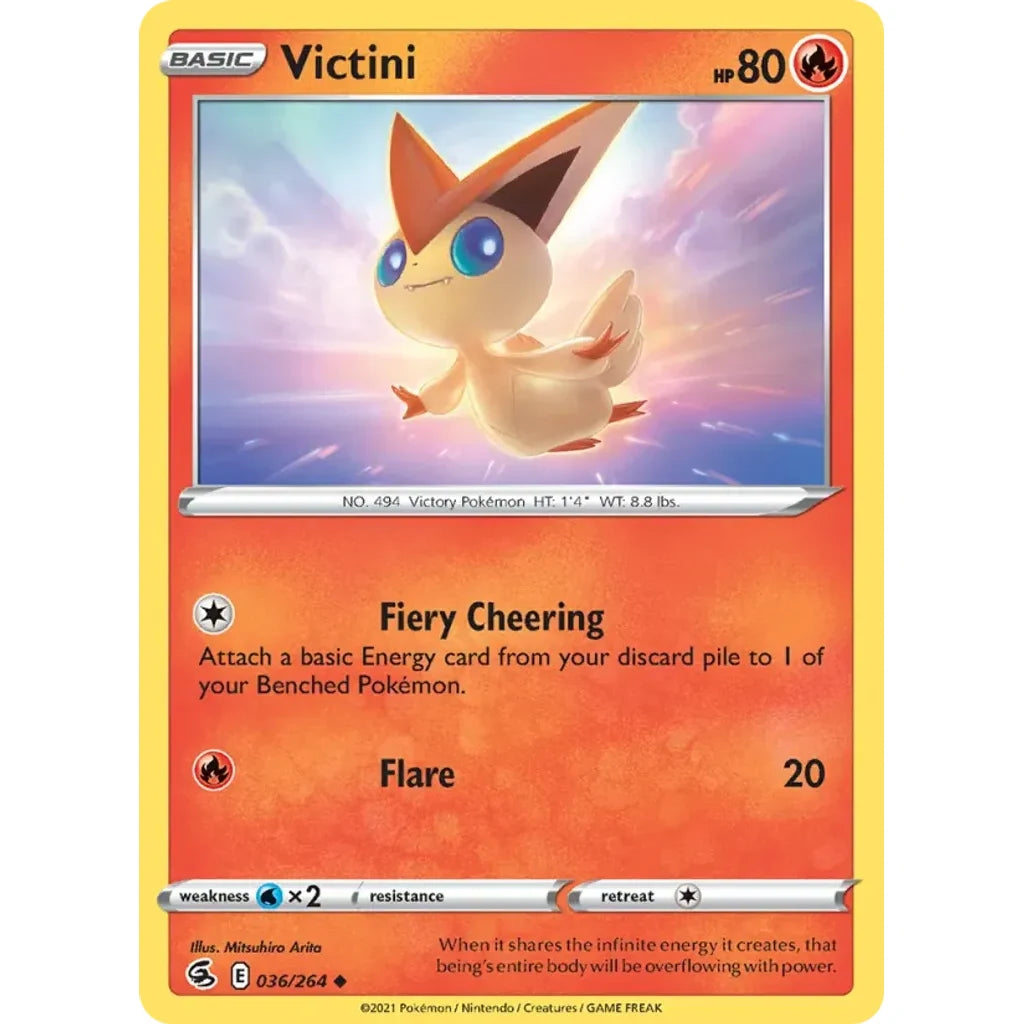 Victini 036/264 Uncommon Fusion Strike Pokemon Lightly Played (LP) przód