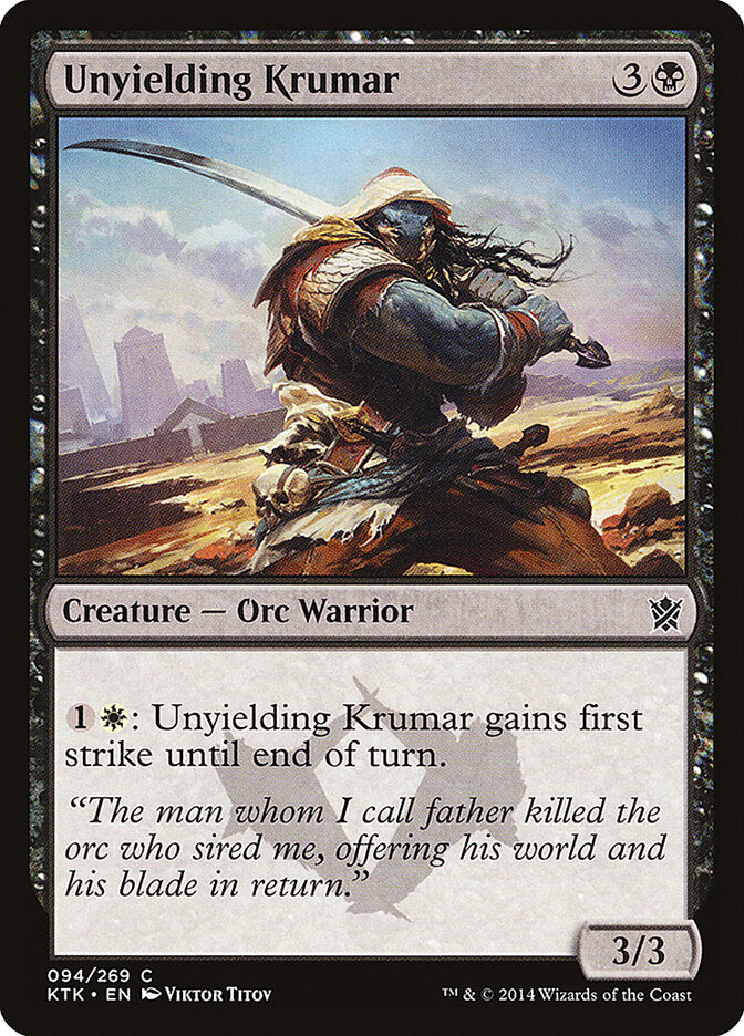 Unyielding Krumar 94 Common Khans of Tarkir Magic: The Gathering Near Mint (NM) przód