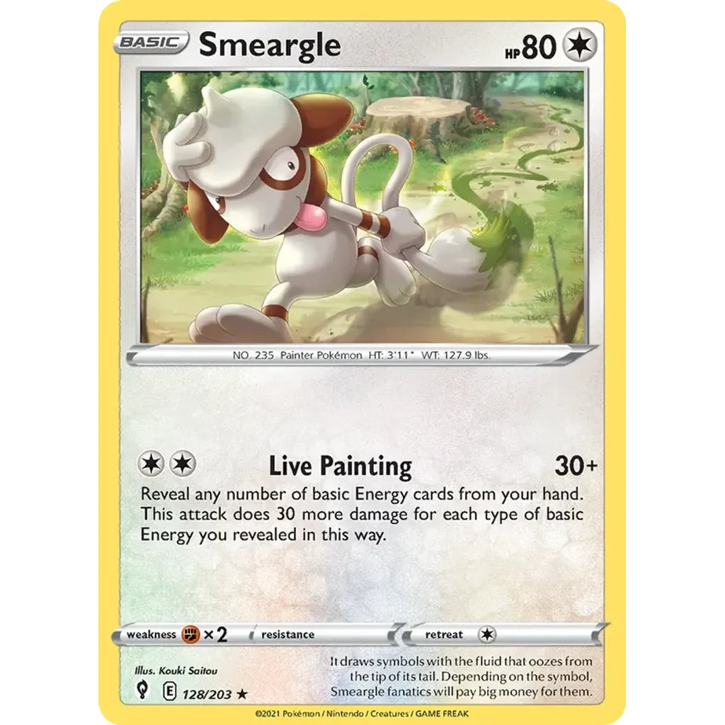 Smeargle 128/203 Rare Evolving Skies Pokemon Reverse Holo Near Mint (NM) przód