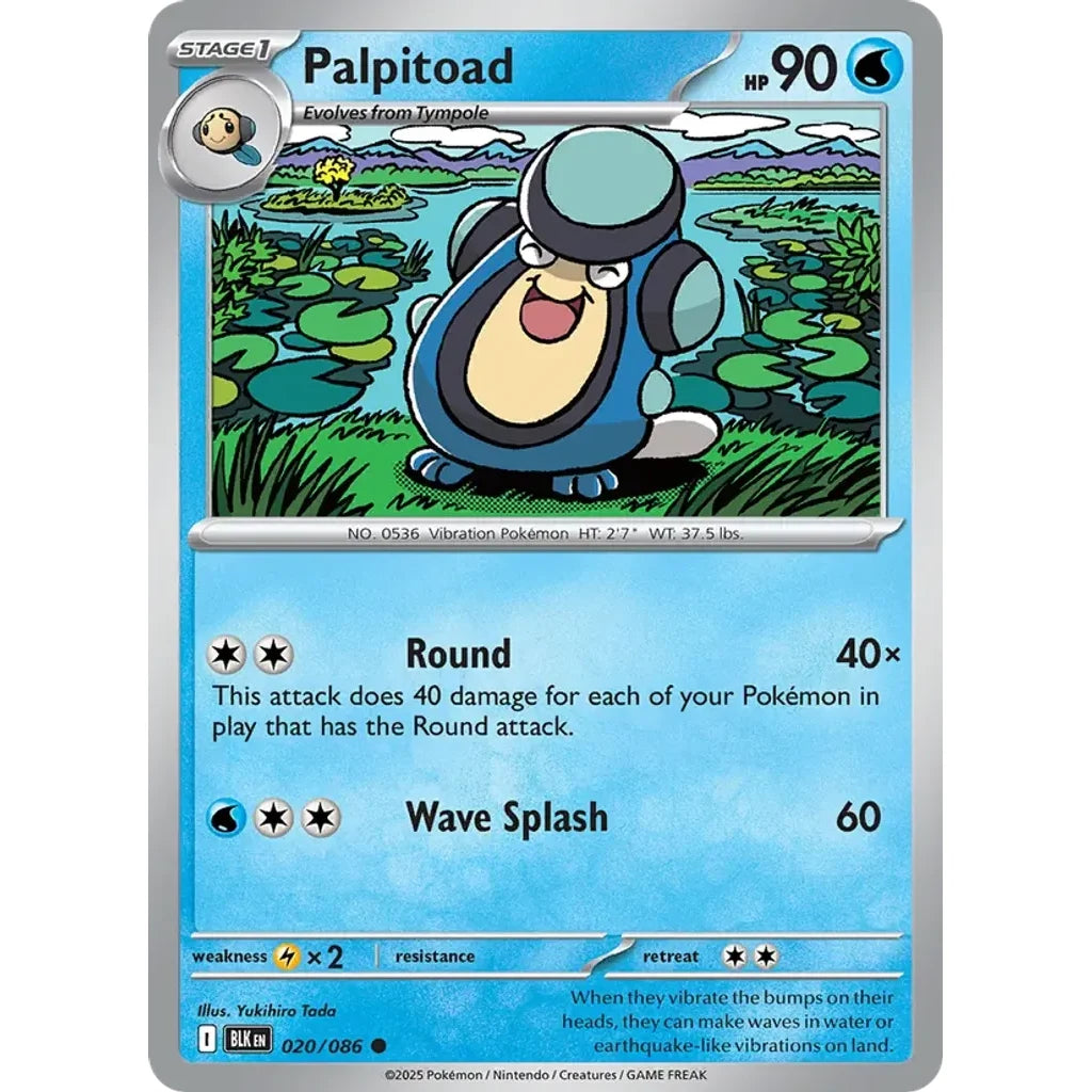Palpitoad 020/086 Common SV: Black Bolt Pokemon Near Mint (NM) przód