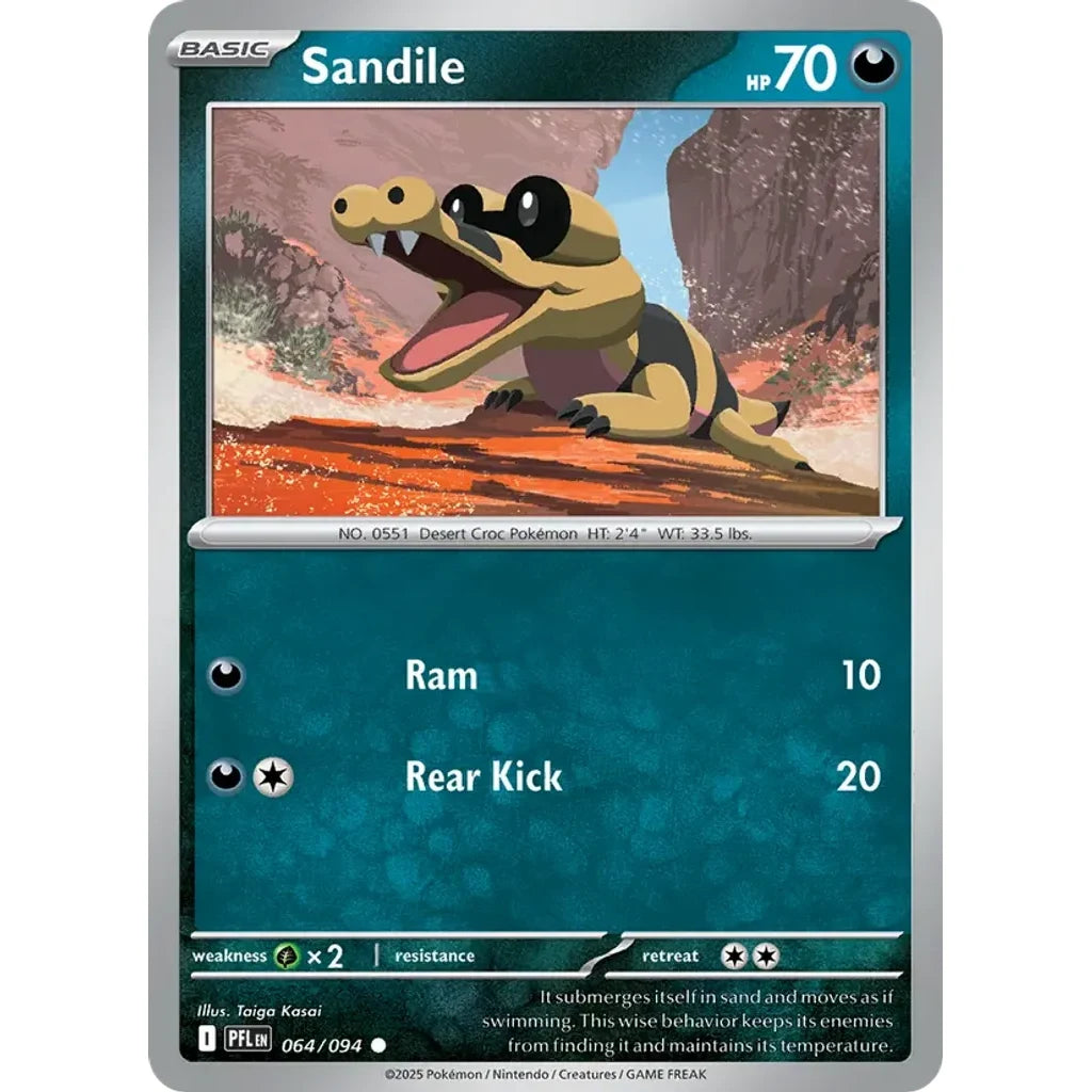 Sandile 064/094 Common Phantasmal Flames Pokemon Near Mint (NM) przód