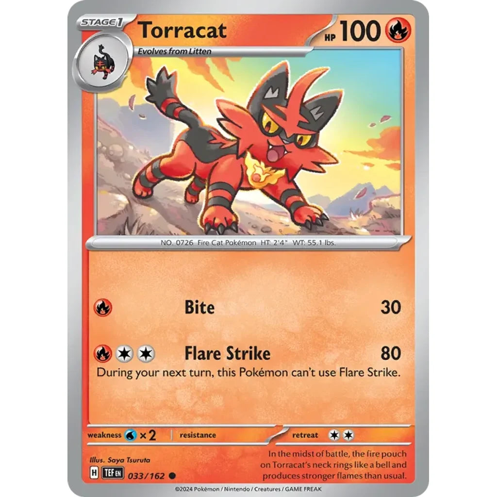 Torracat 033/162 Common Temporal Forces Pokemon Near Mint (NM) przód