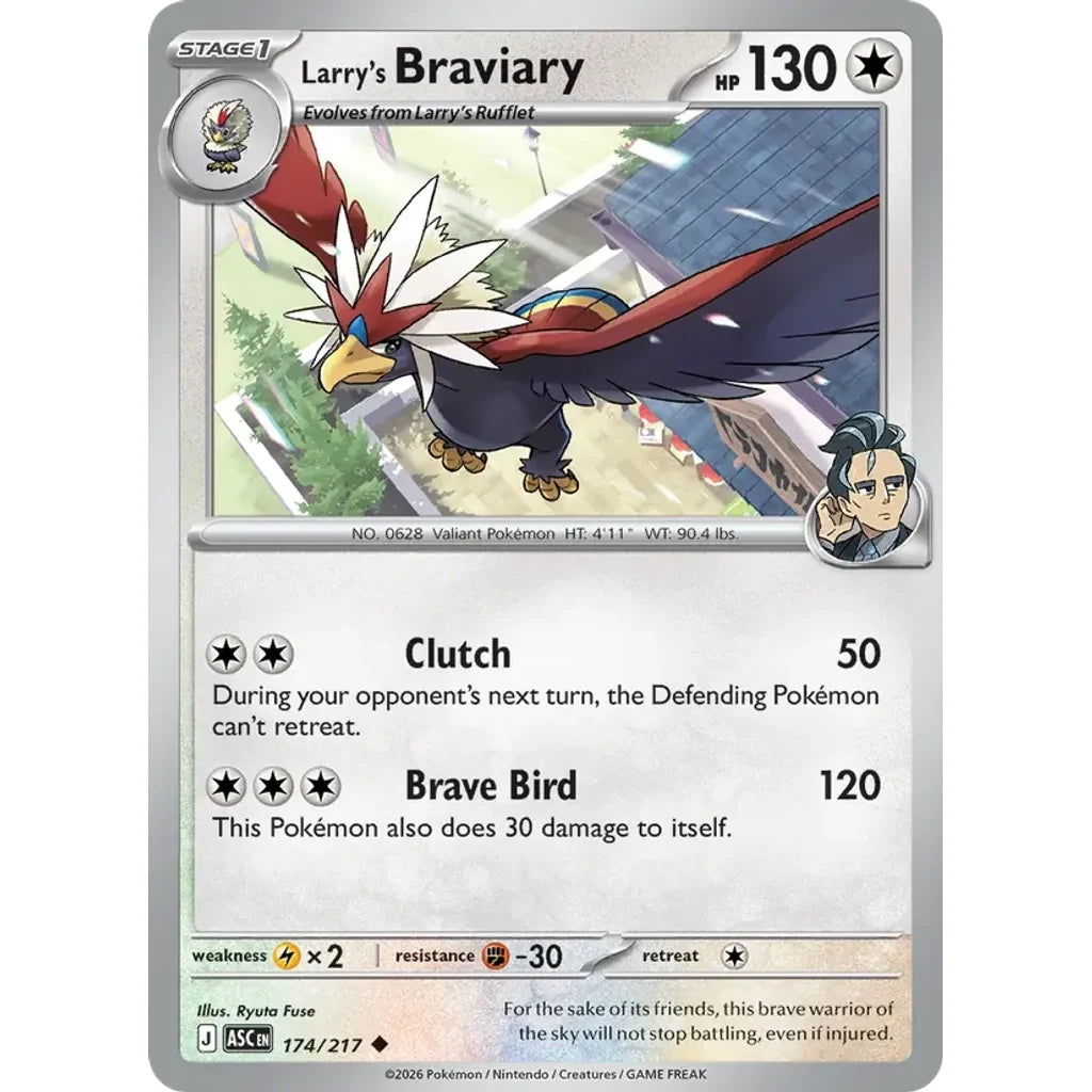Larry's Braviary 174/217 Uncommon ME: Ascended Heroes Pokemon Lightly Played (LP) przód