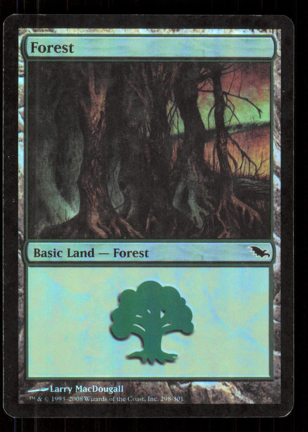 Forest (298) 298 Land Shadowmoor Magic: The Gathering Foil Moderately Played (MP) przód