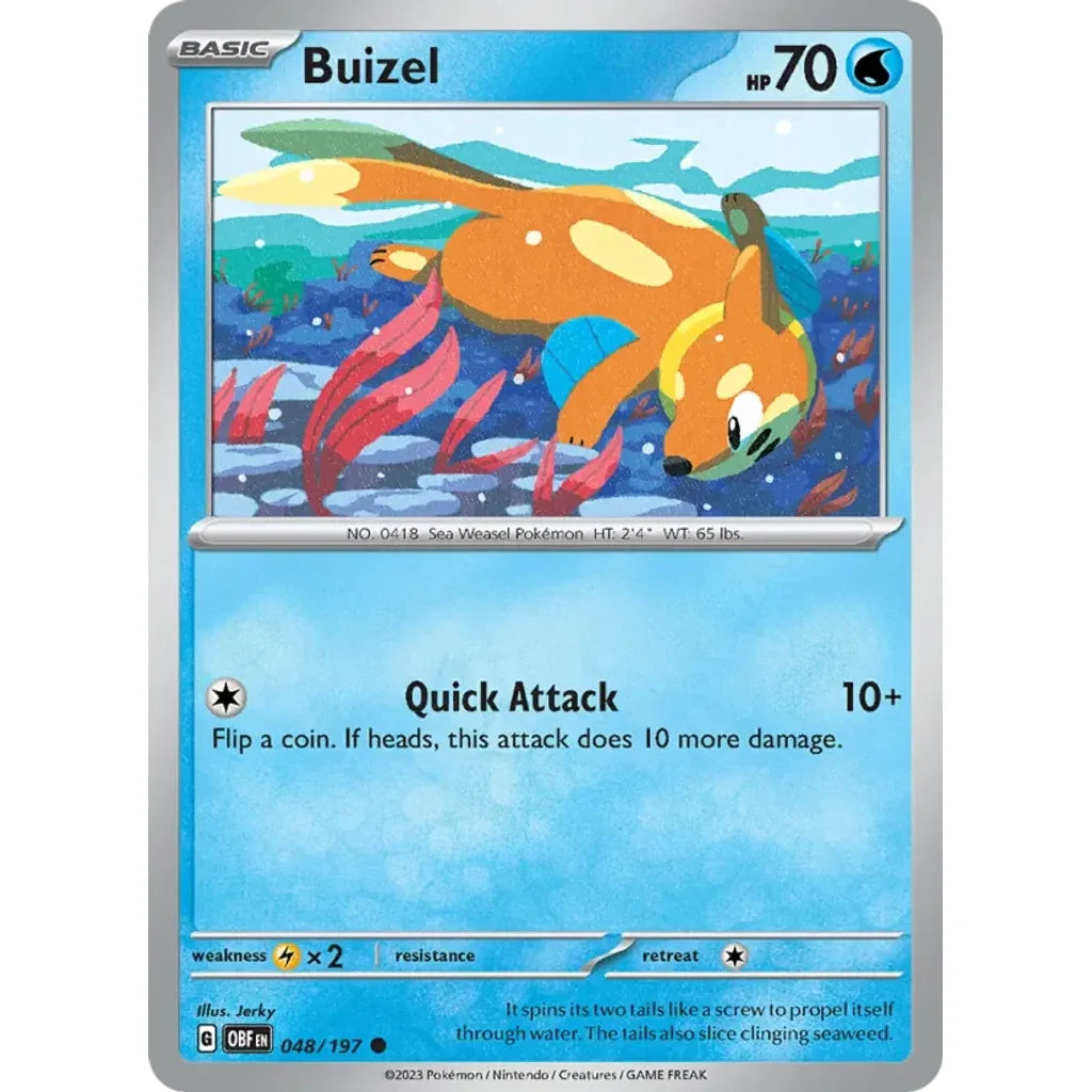 Buizel 048/197 Common Obsidian Flames Pokemon Lightly Played (LP) przód