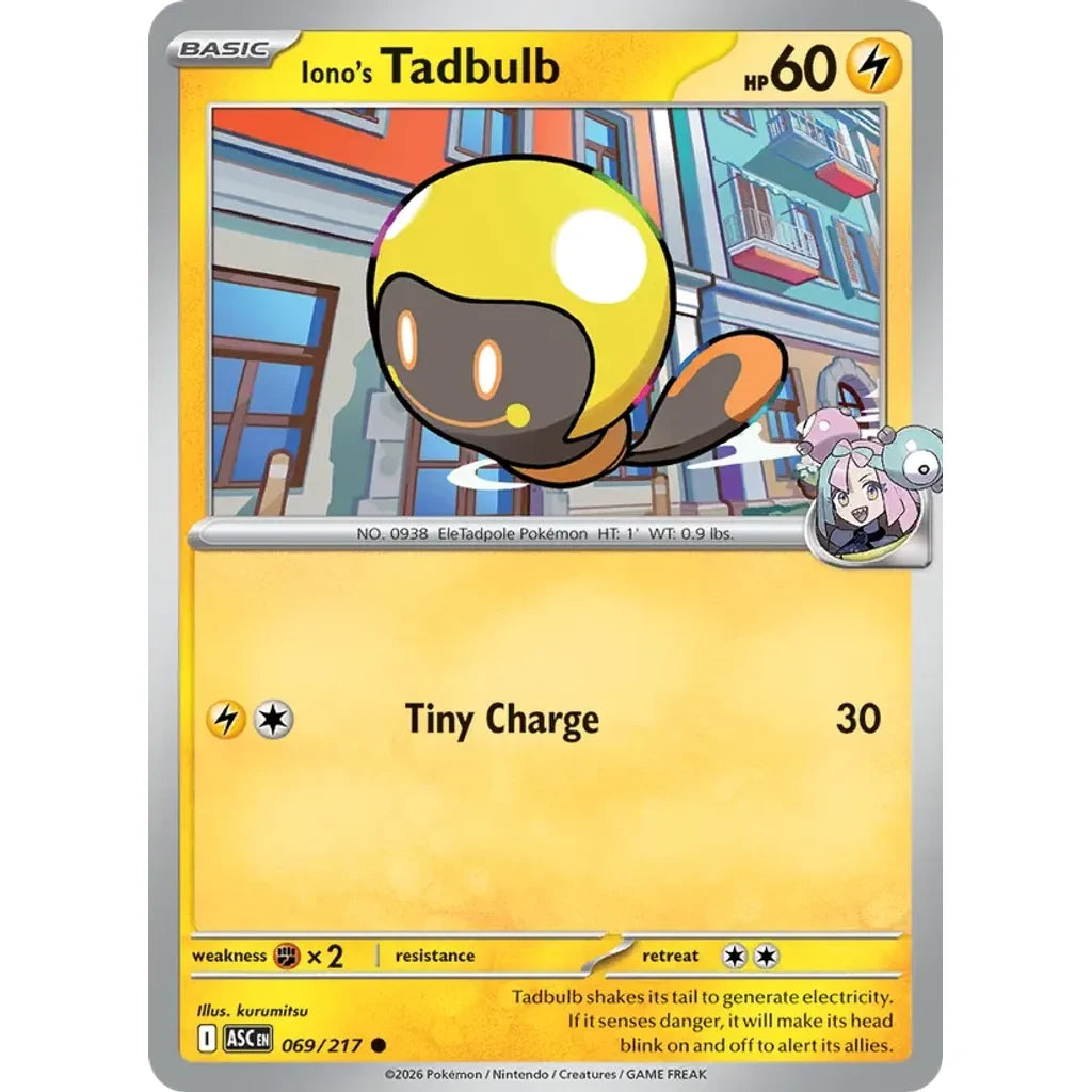 Iono's Tadbulb 069/217 Common ME: Ascended Heroes Pokemon Lightly Played (LP) przód