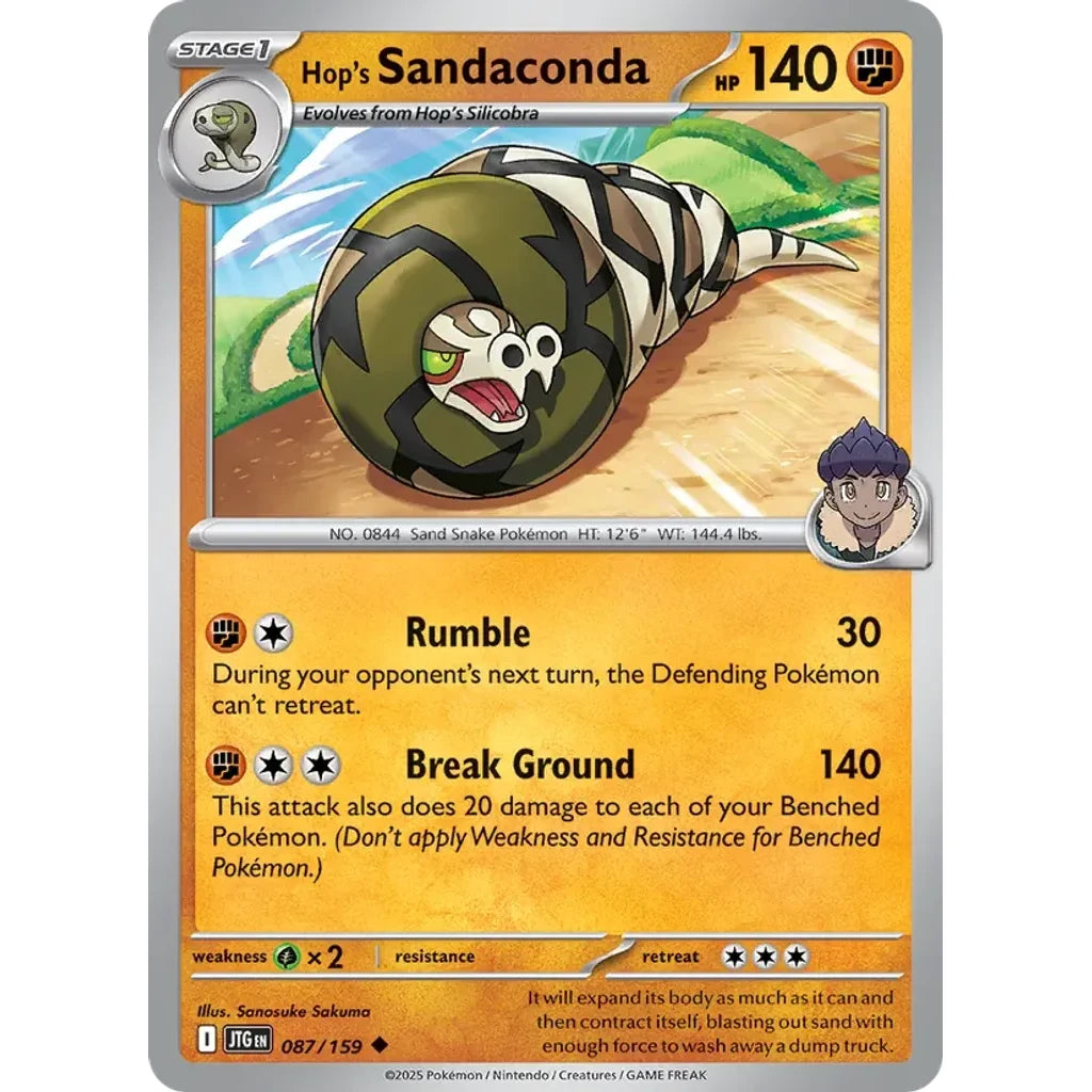 Hop's Sandaconda 087/159 Uncommon Journey Together Pokemon Near Mint (NM) przód