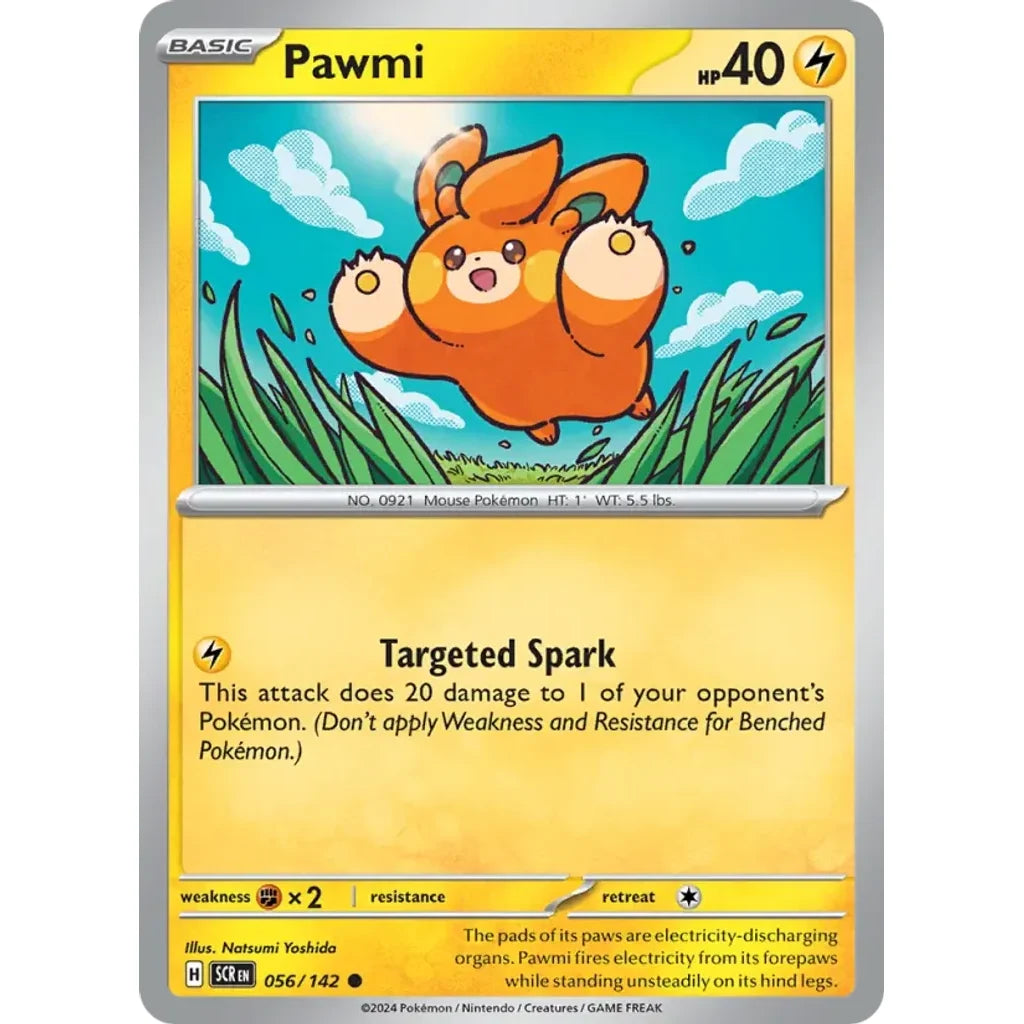 Pawmi 56/142 Common Stellar Crown Pokemon Near Mint (NM) przód