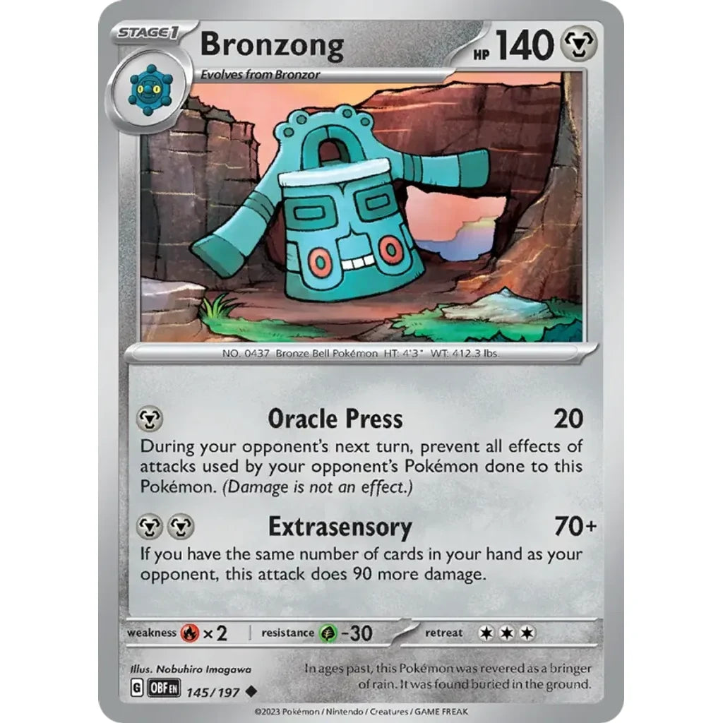 Bronzong 145/197 Uncommon Obsidian Flames Pokemon Lightly Played (LP) przód