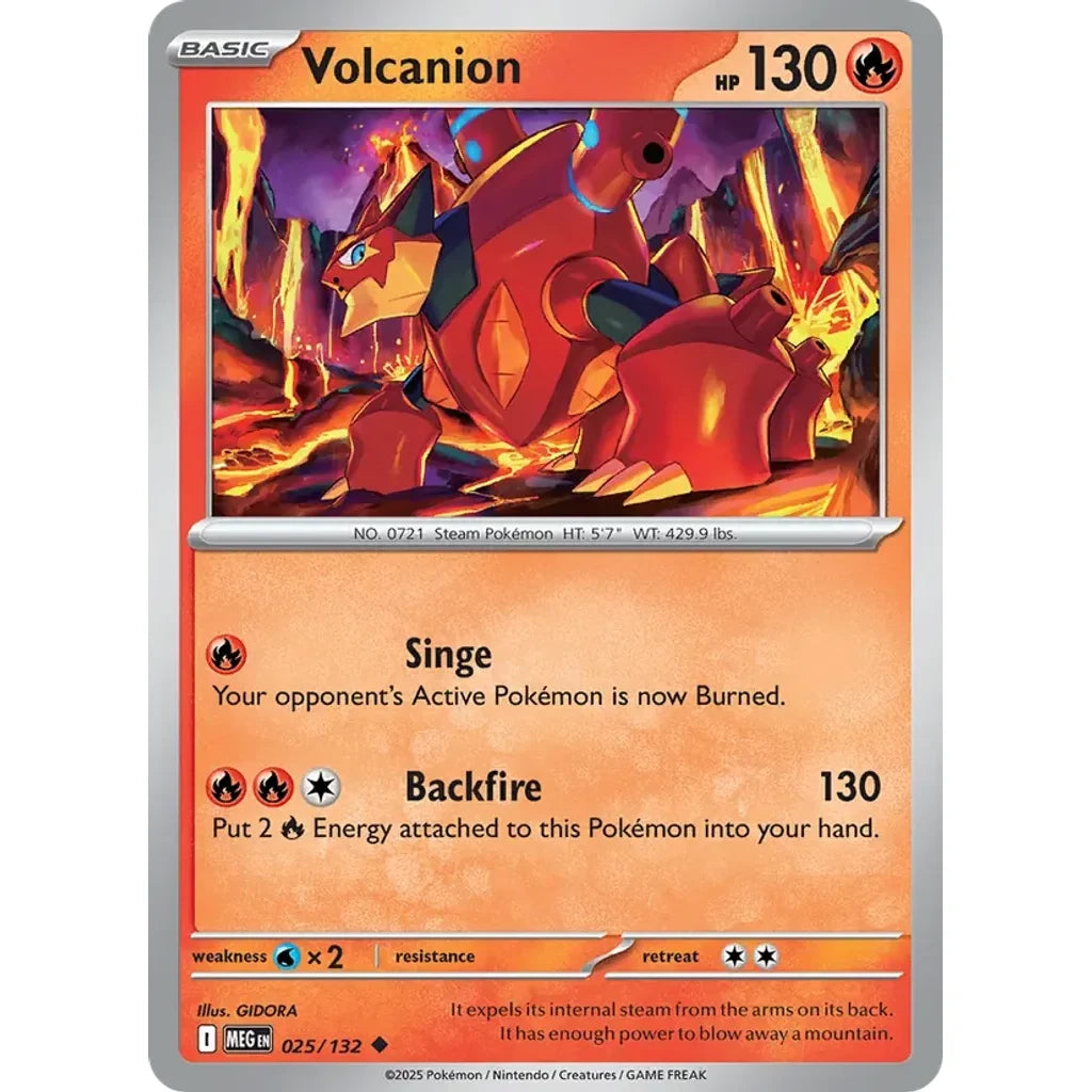 Volcanion 025/132 Uncommon Mega Evolution Pokemon Near Mint (NM) przód