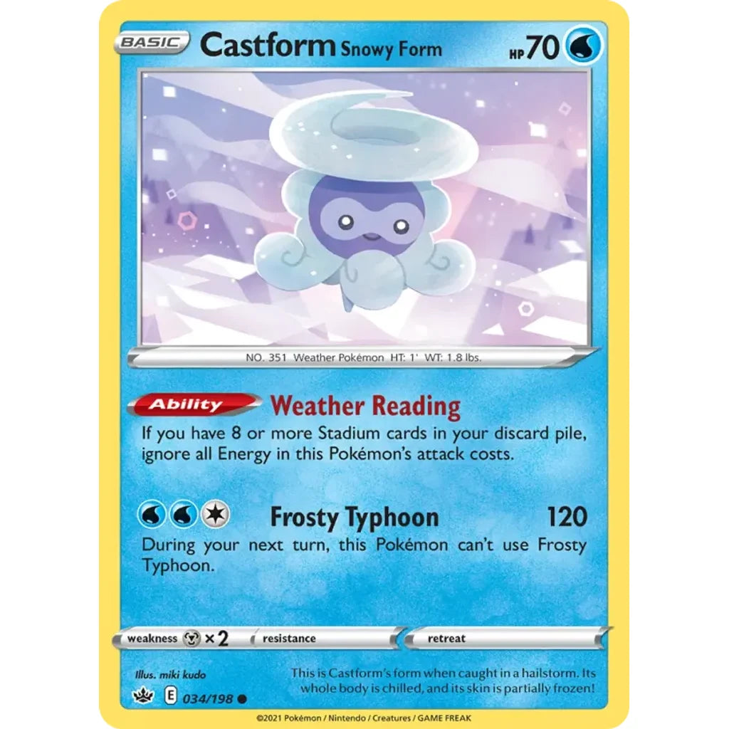 Castform Snowy Form 034/198 Common Chilling Reign Pokemon Near Mint (NM) przód