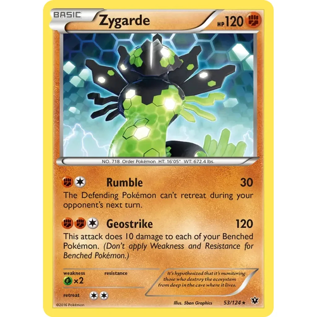 Zygarde 53/124 Rare Fates Collide Pokemon Lightly Played (LP) przód