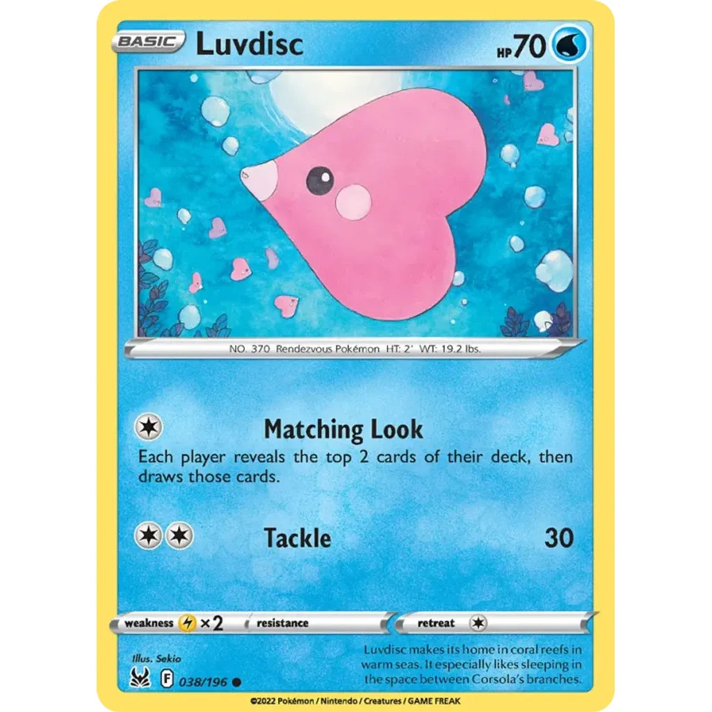 Luvdisc 038/196 Common Lost Origin Pokemon Lightly Played (LP) przód