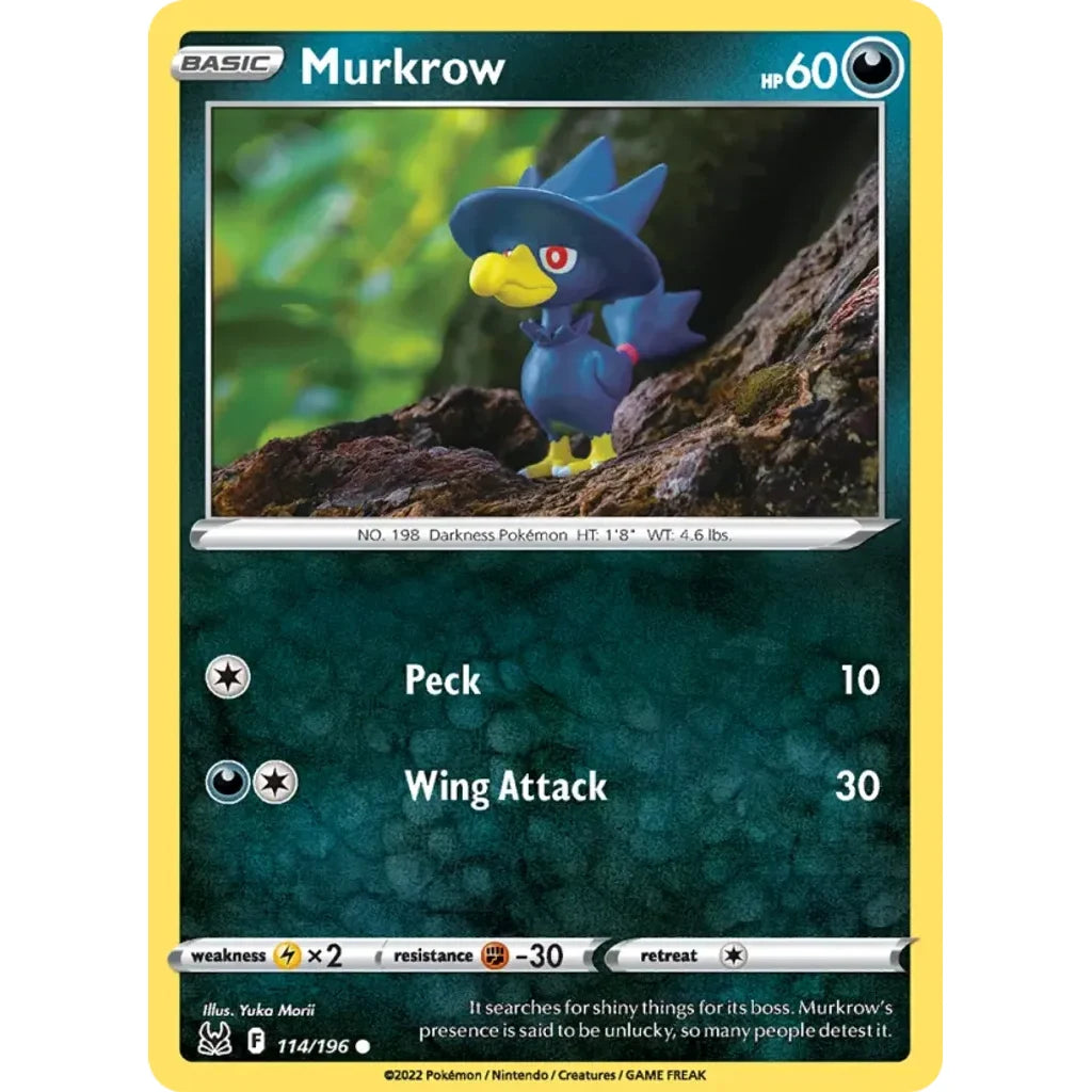 Murkrow 114/196 Common Lost Origin Pokemon Near Mint (NM) przód