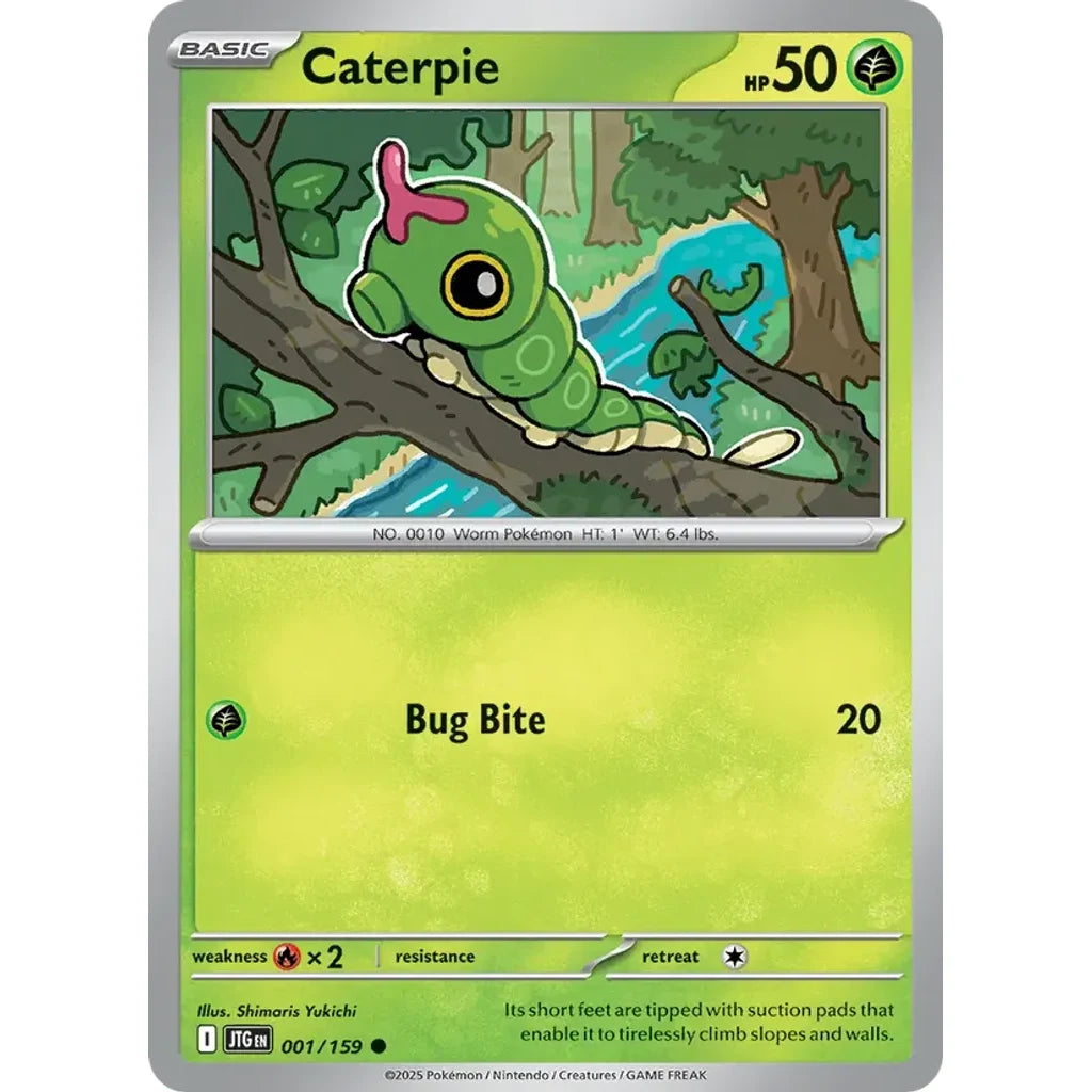 Caterpie 001/159 Common Journey Together Pokemon Reverse Holo Near Mint (NM) przód