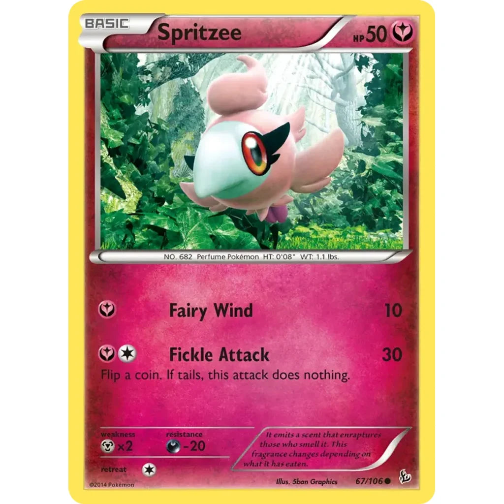Spritzee 67/106 Common Flashfire Pokemon Lightly Played (LP) przód