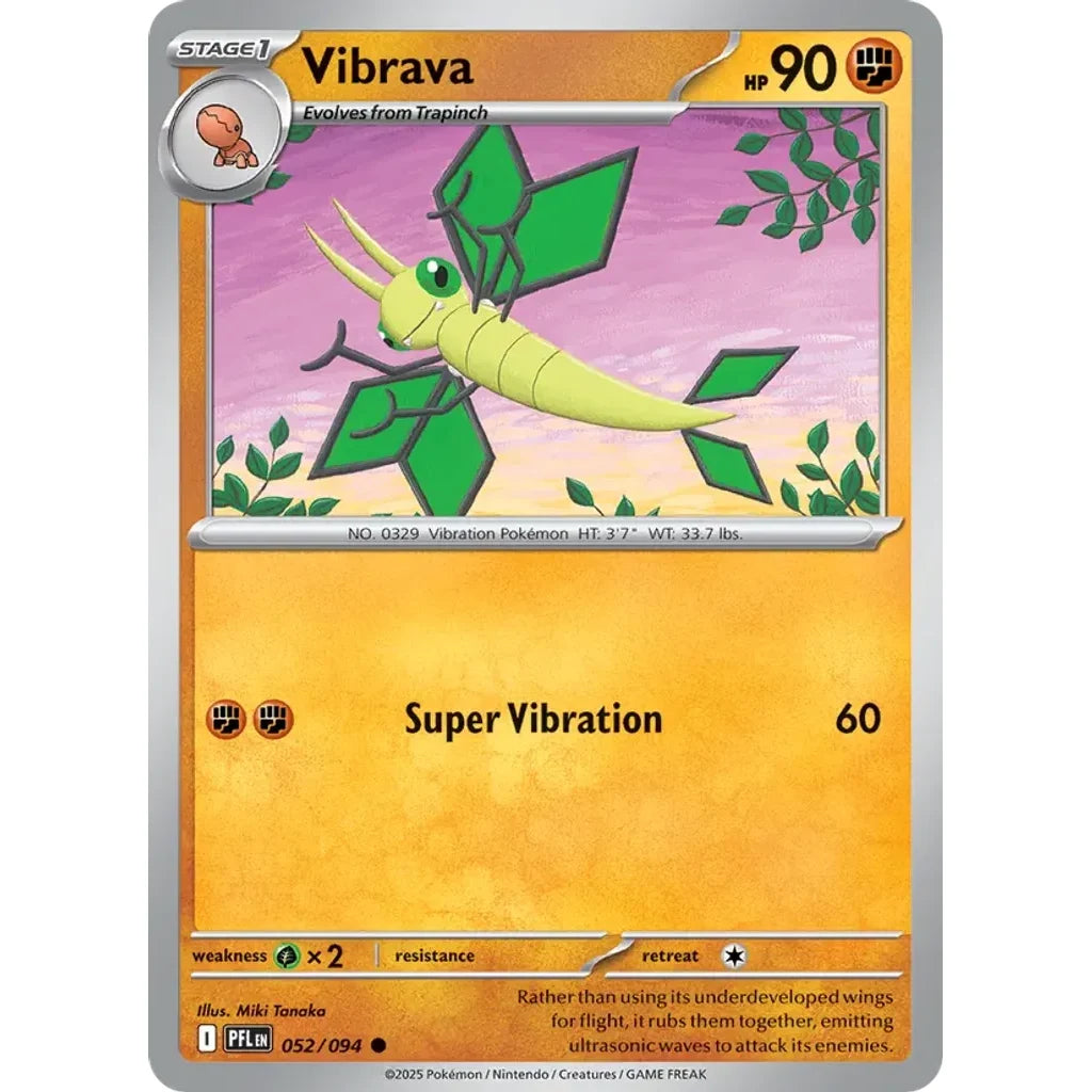 Vibrava 052/094 Common Phantasmal Flames Pokemon Near Mint (NM) przód