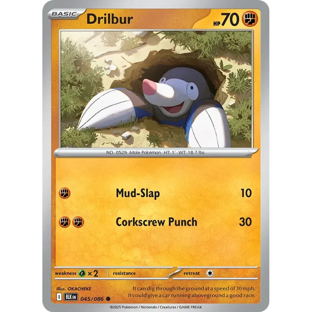 Drilbur 045/086 Common SV: Black Bolt Pokemon Near Mint (NM) przód