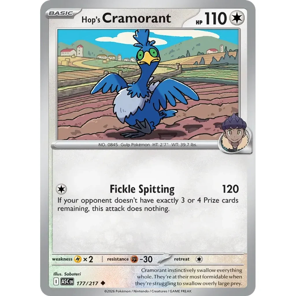 Hop's Cramorant 177/217 Uncommon ME: Ascended Heroes Pokemon Lightly Played (LP) przód