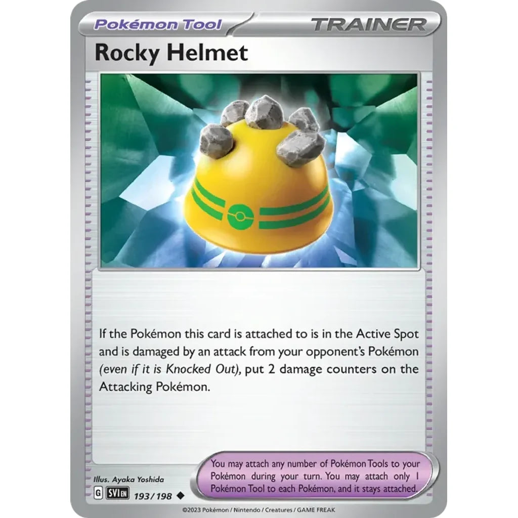 Rocky Helmet 193/198 Uncommon Scarlet &amp; Violet Pokemon Reverse Holo Near Mint (NM) przód