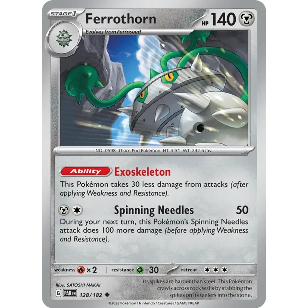 Ferrothorn 128/182 Uncommon Paradox Rift Pokemon Near Mint (NM) przód