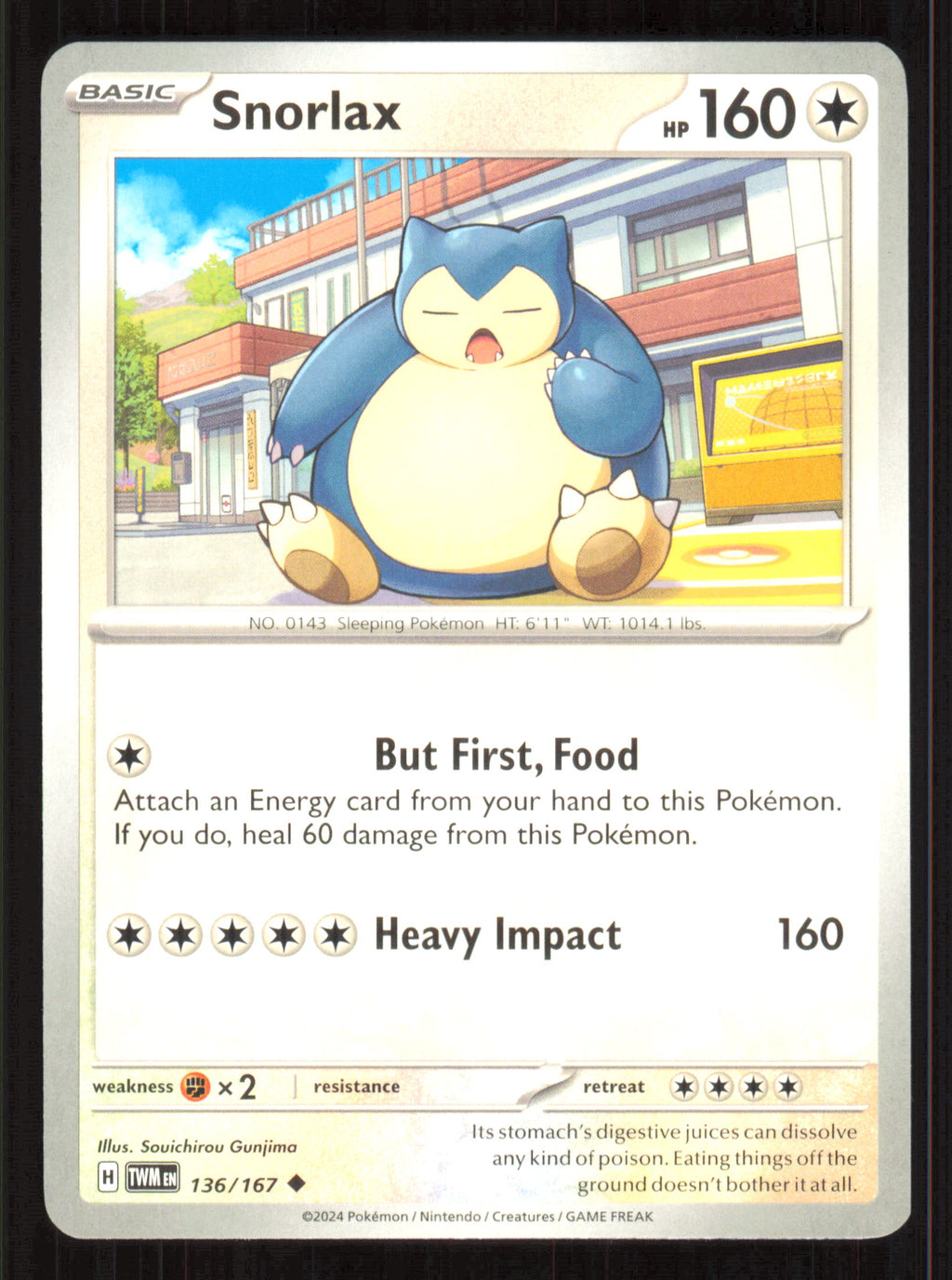 Snorlax Uncommon SV06: Twilight Masquerade 136/167 Near Mint (NM) przód