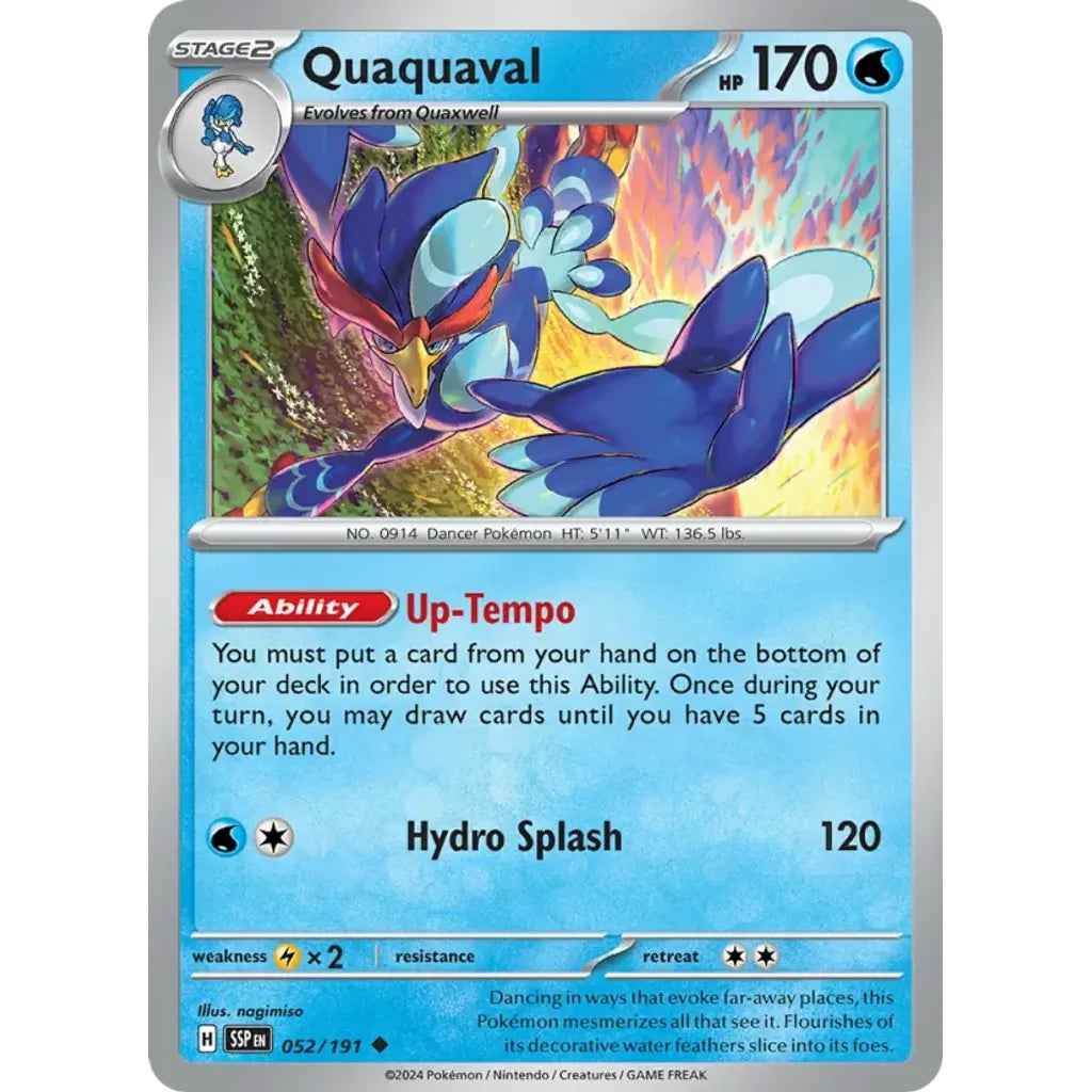 Quaquaval 052/191 Uncommon Surging Sparks Pokemon Lightly Played (LP) przód