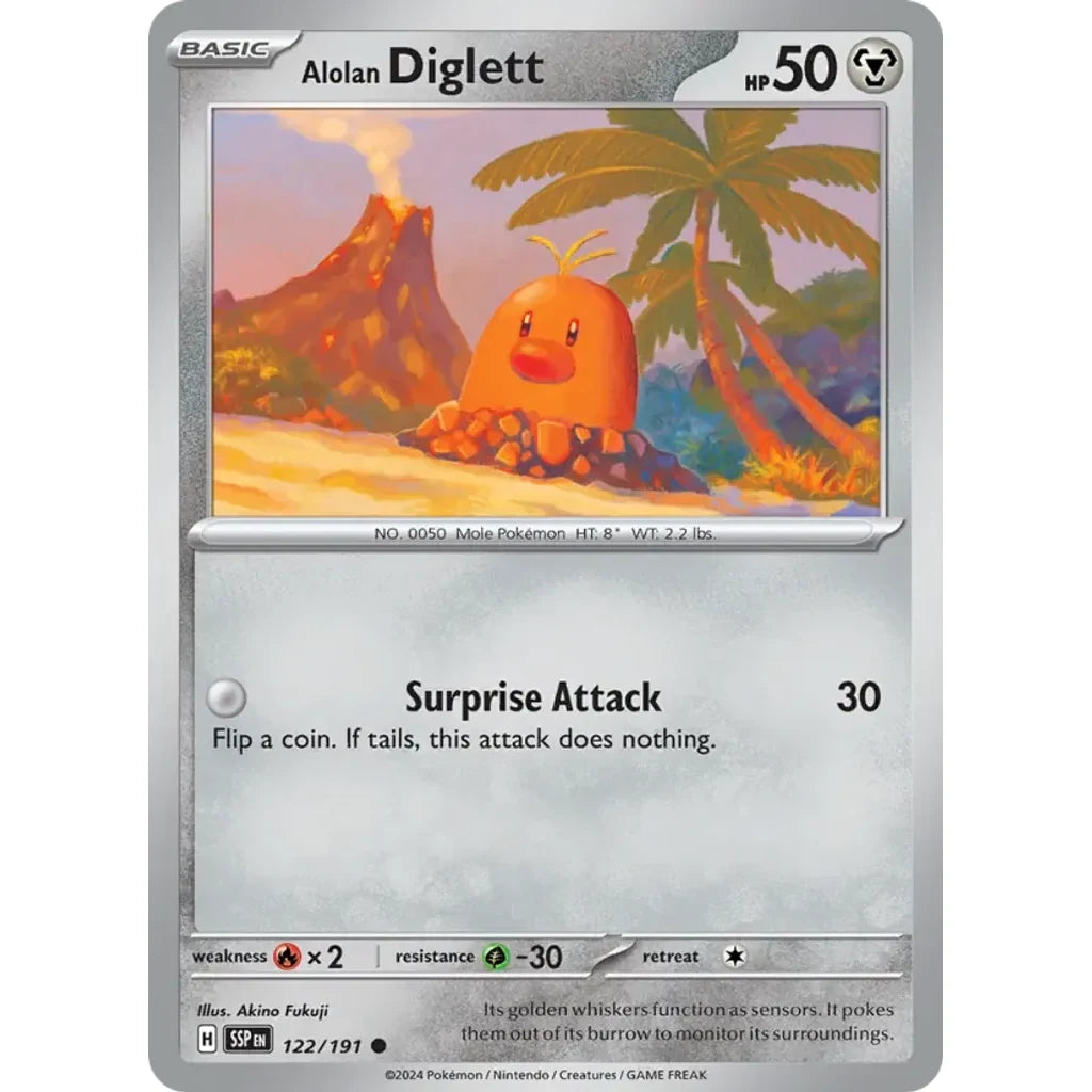 Alolan Diglett 122/191 Common Surging Sparks Pokemon Near Mint (NM) przód