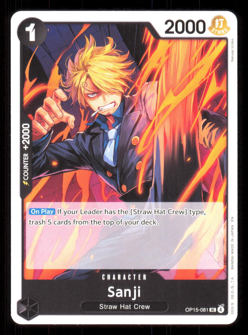 Sanji OP15-081 Uncommon Adventure on Kami's Island One Piece Near Mint (NM) przód