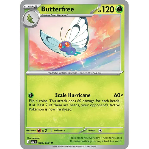 Butterfree 003/159 Rare Journey Together Pokemon Holo Near Mint (NM) przód
