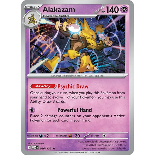 Alakazam 056/132 Rare Mega Evolution Pokemon Reverse Holo Near Mint (NM) przód