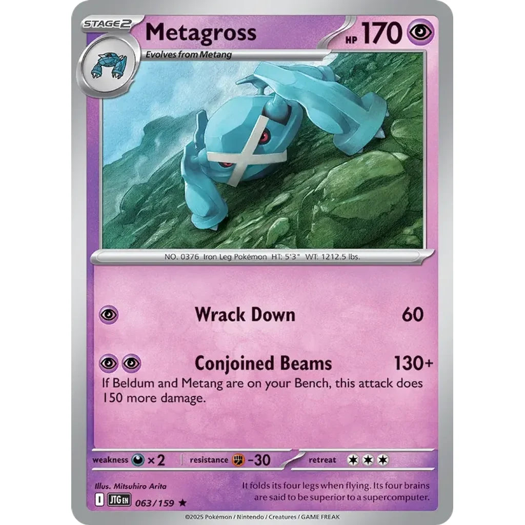 Metagross 063/159 Rare Journey Together Pokemon Holo Near Mint (NM) przód