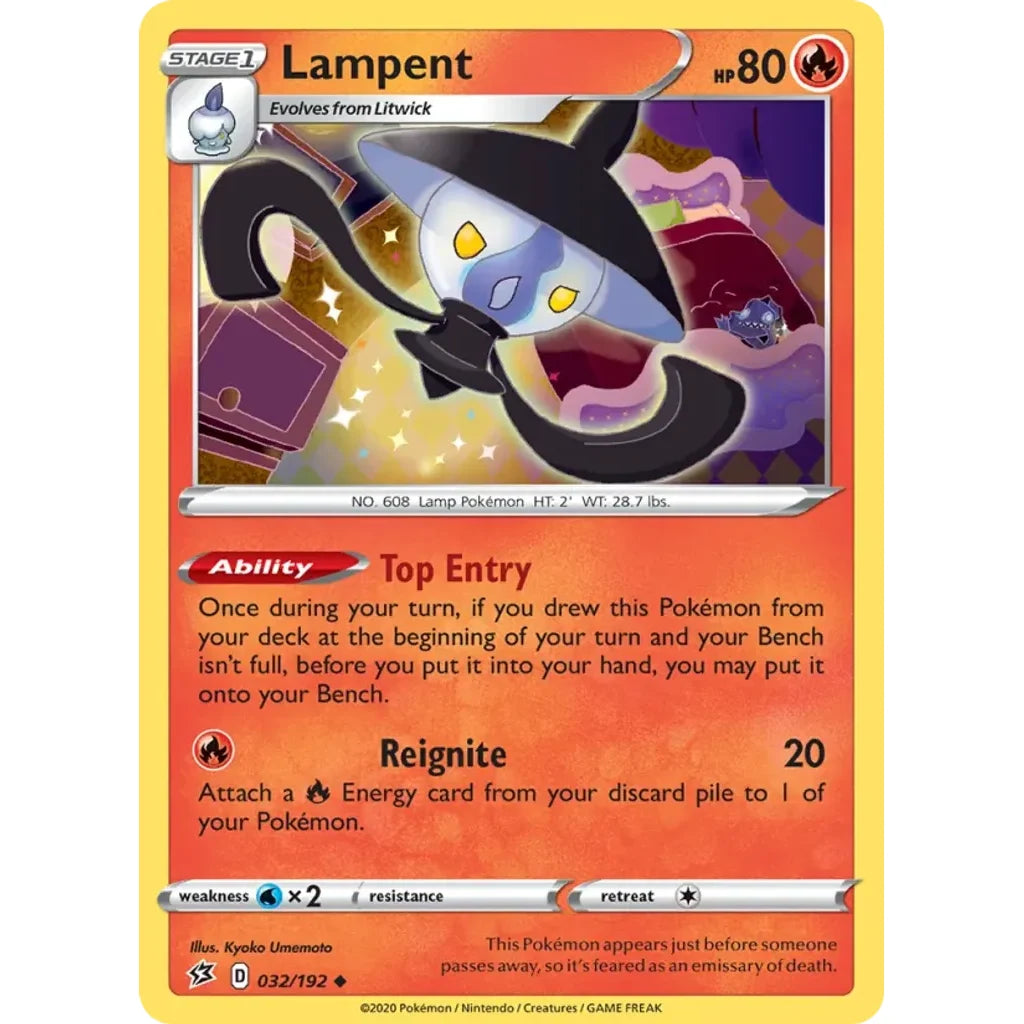 Lampent 032/192 Uncommon Rebel Clash Pokemon Lightly Played (LP) przód