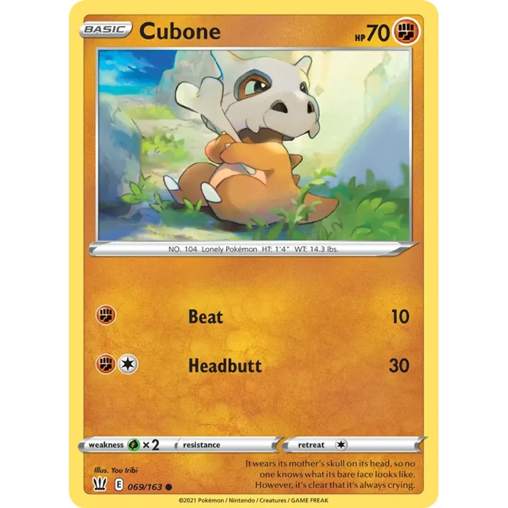Cubone 069/163 Common Battle Styles Pokemon Lightly Played (LP) przód