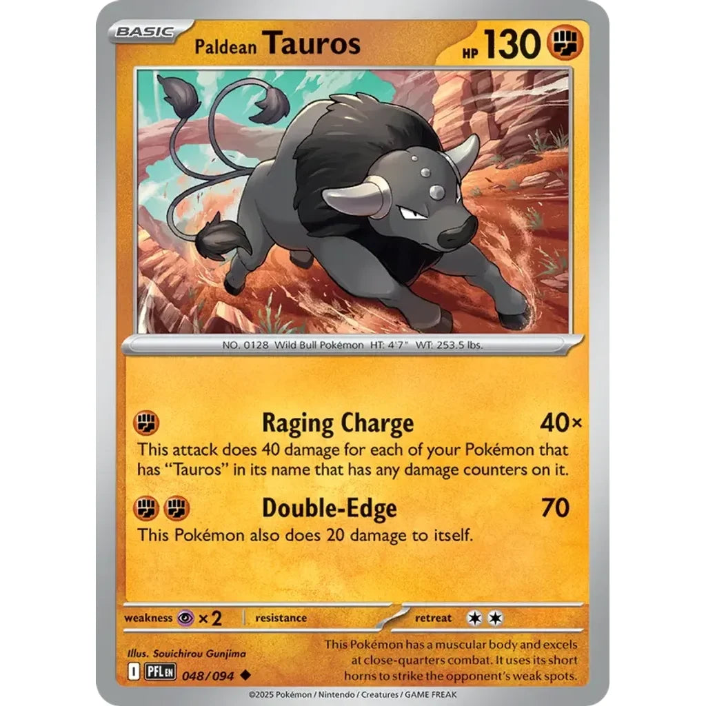 Paldean Tauros 048/094 Uncommon Phantasmal Flames Pokemon Near Mint (NM) przód
