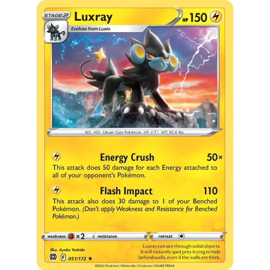 Luxray 051/172 Rare Brilliant Stars Pokemon Reverse Holo Lightly Played (LP) przód
