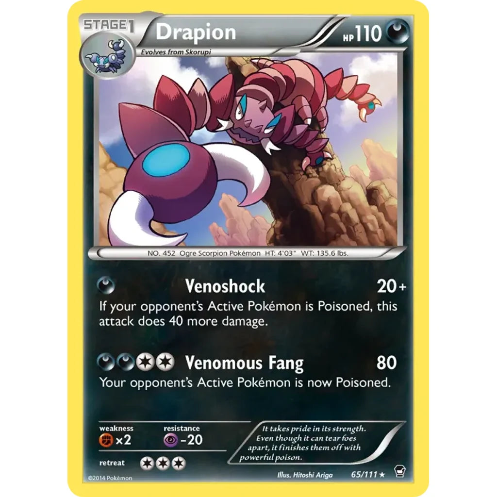 Drapion 65/111 Rare Furious Fists Pokemon Lightly Played (LP) przód
