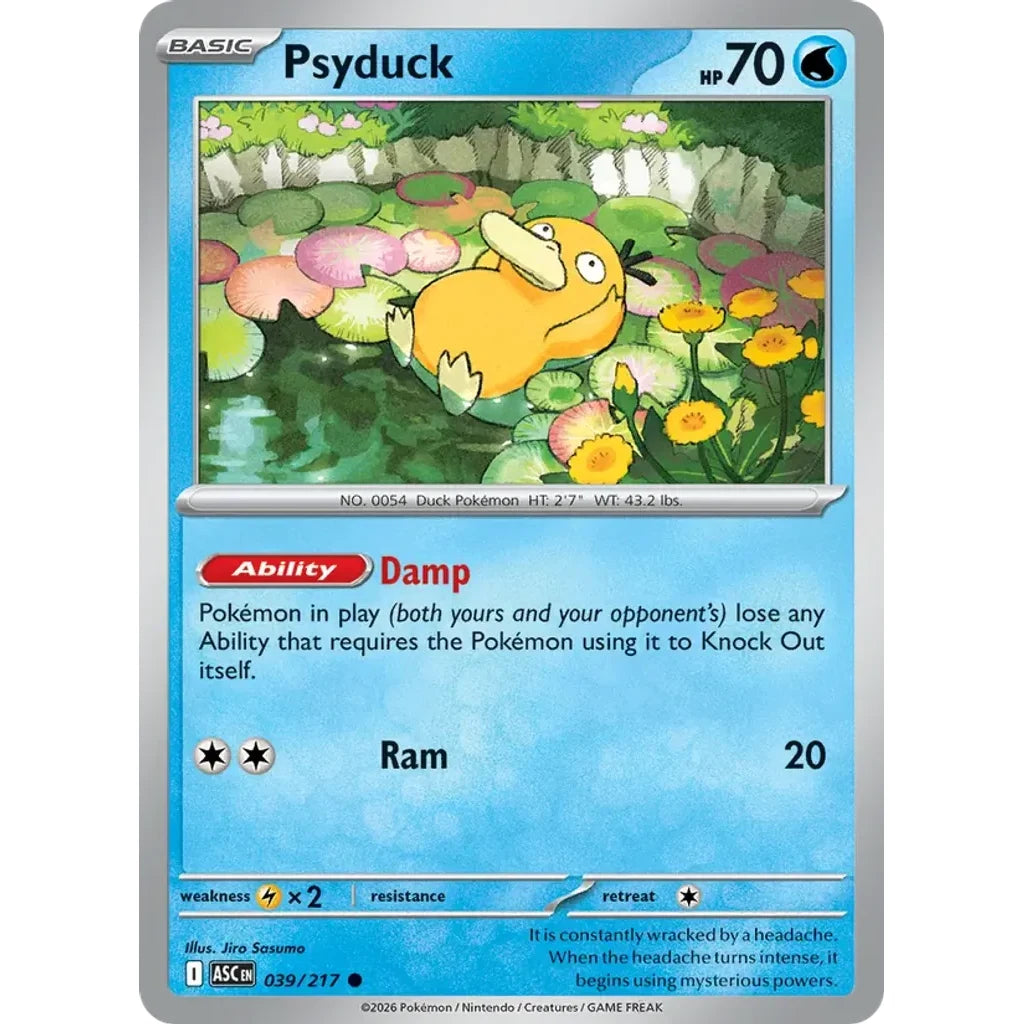 Psyduck - 039/217 (Energy Symbol Pattern) 039/217 ME: Ascended Heroes Pokemon Reverse Holo Lightly Played (LP) przód